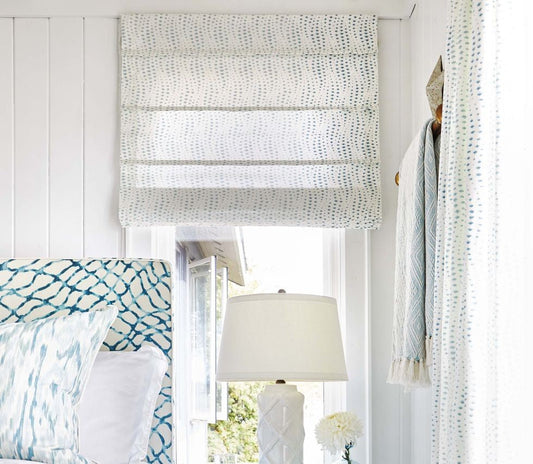 Plain fold roman shades with front slats