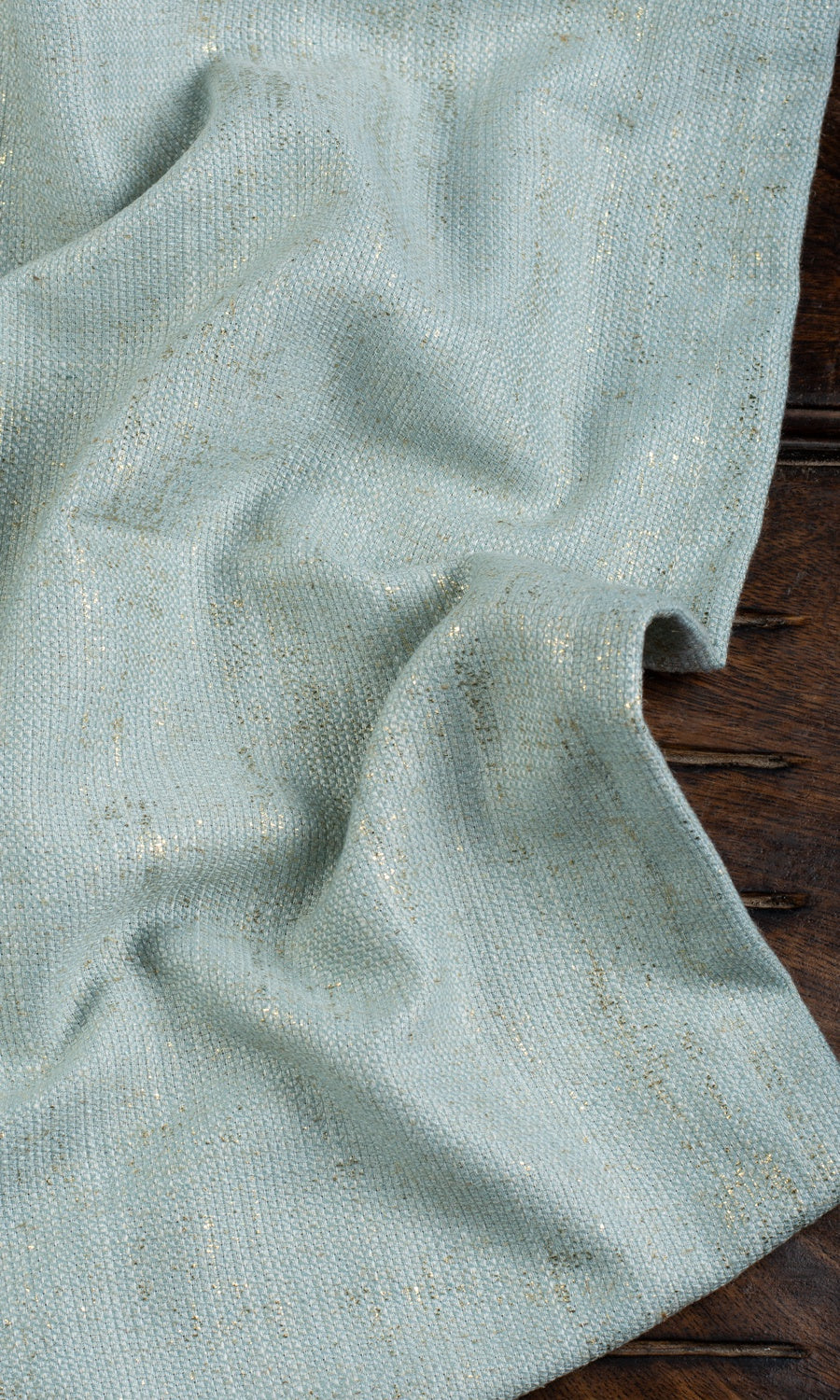 Metallic Print Poly-Linen Pinch Pleat, Rod Pocket, Eyelet Curtains (Powder Blue)