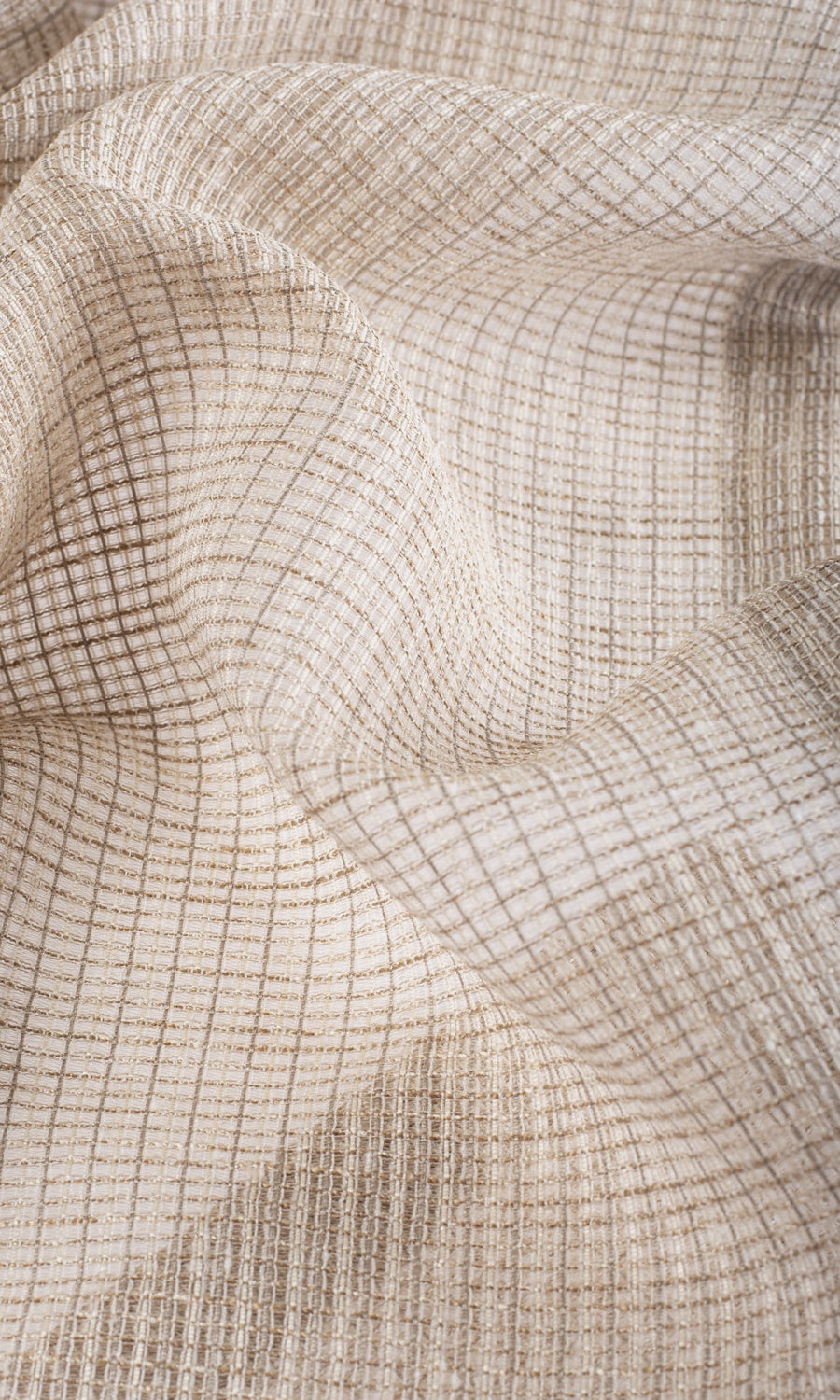 Checkered Sheer Any Size Style Curtains (Beige/ Brown)