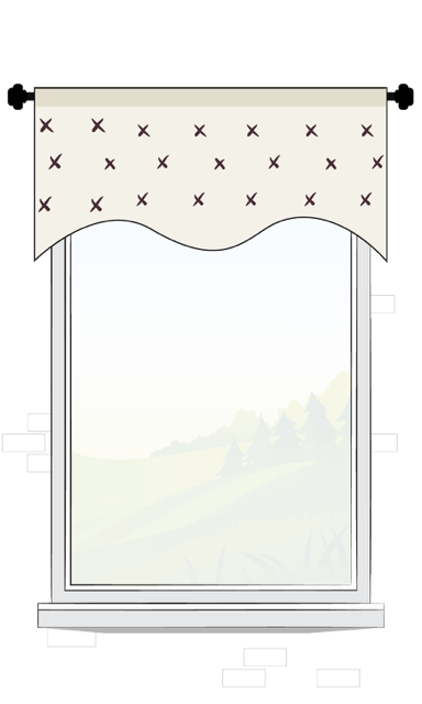 Pole mounted custom scalloped valance