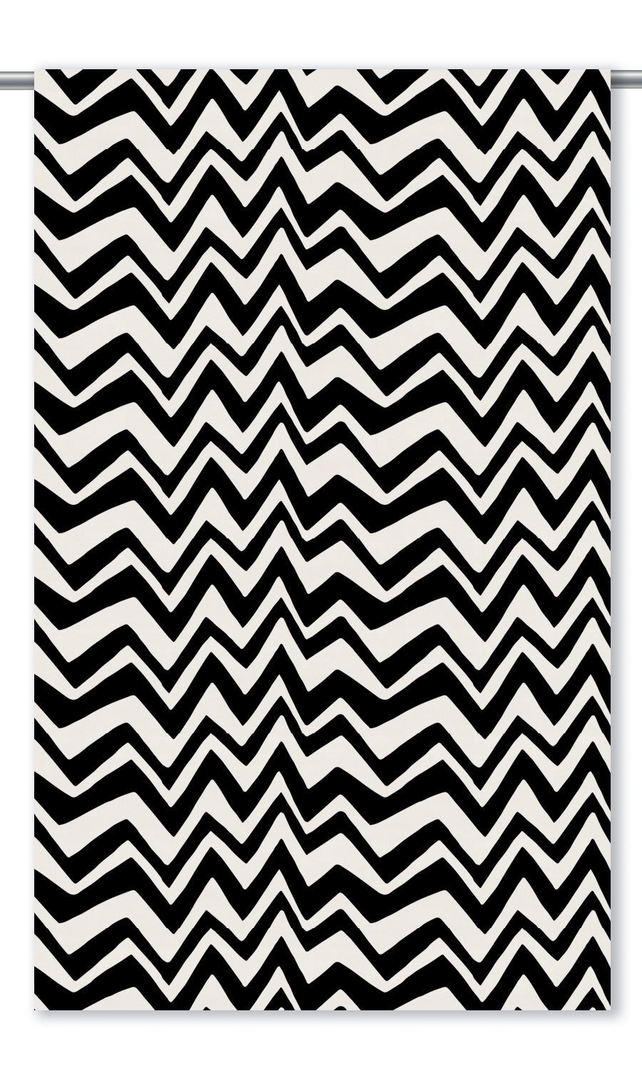 Abstract Chevron Velvet Drapes (Warm White/ Black)
