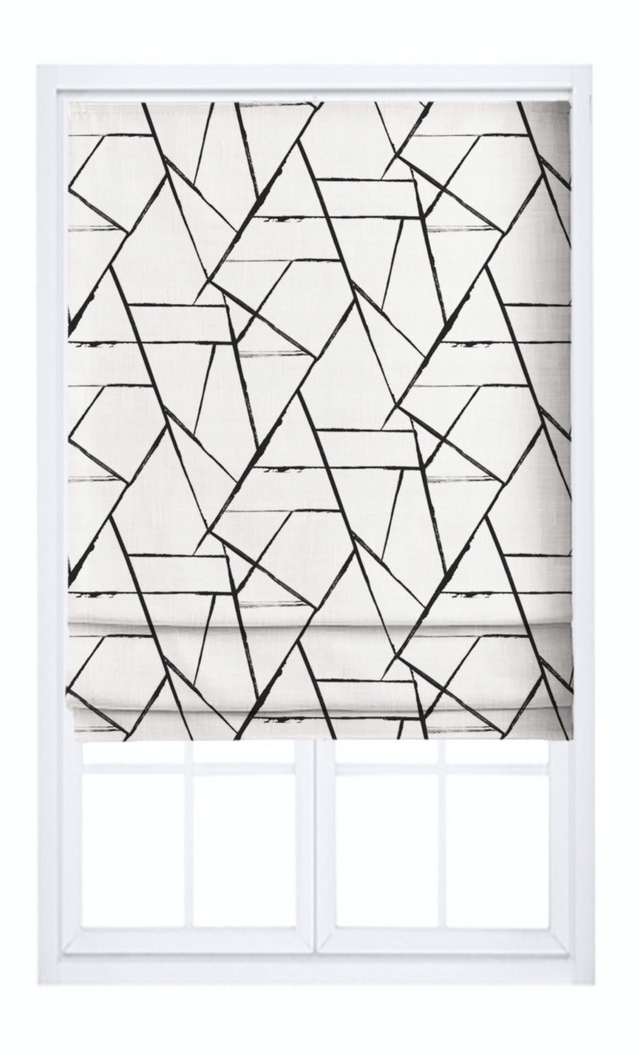 Abstract Cubist Line Print Velvet Pinch Pleat, Rod Pocket, Eyelet Curtains (Warm White/ Black)