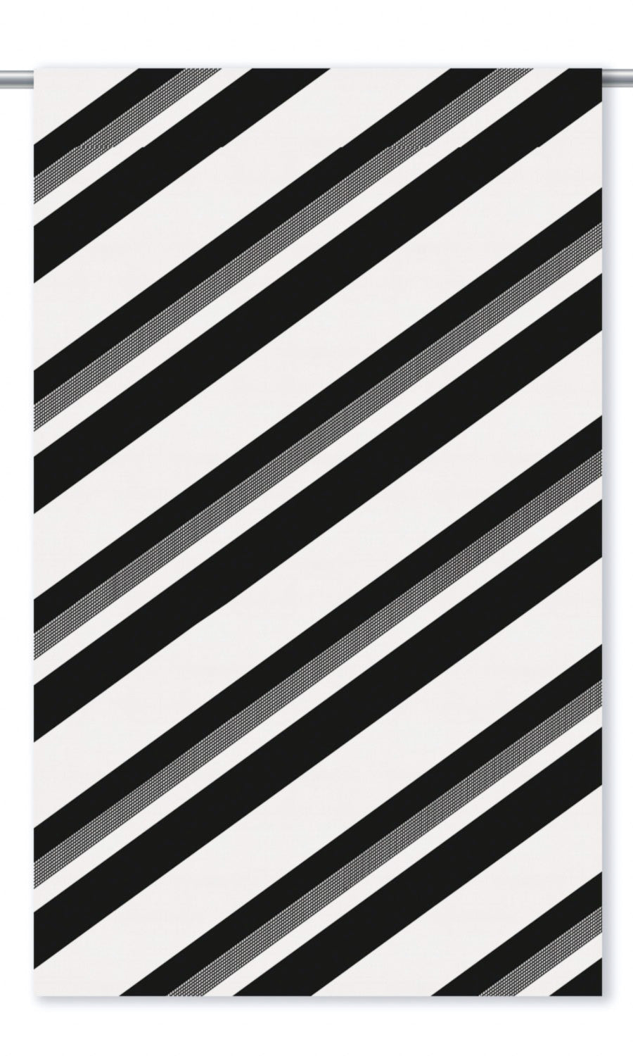 Diagonal Striped Velvet Drapery for Living, Bedroom, Kitchen, Bathroom (Warm White/ Black)