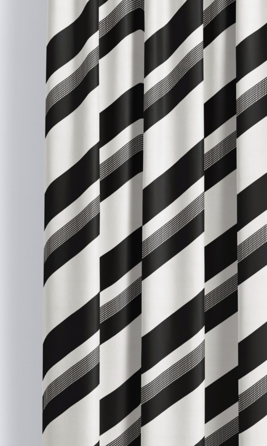 Diagonal Striped Velvet Drapery (Warm White/ Black)
