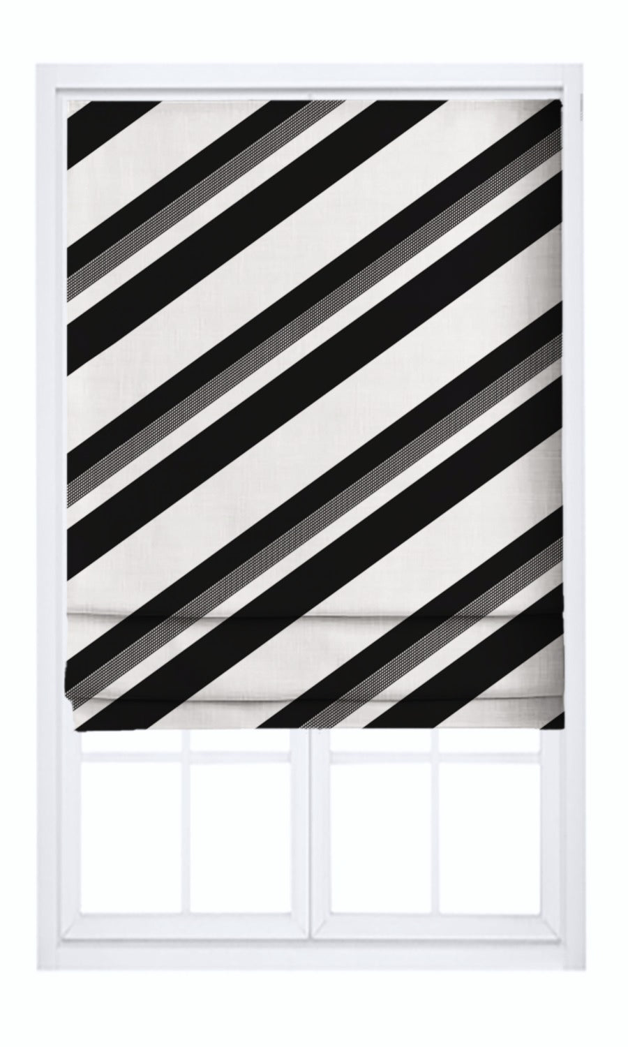 Diagonal Striped Velvet Pinch Pleat, Rod Pocket, Eyelet Curtains (Warm White/ Black)