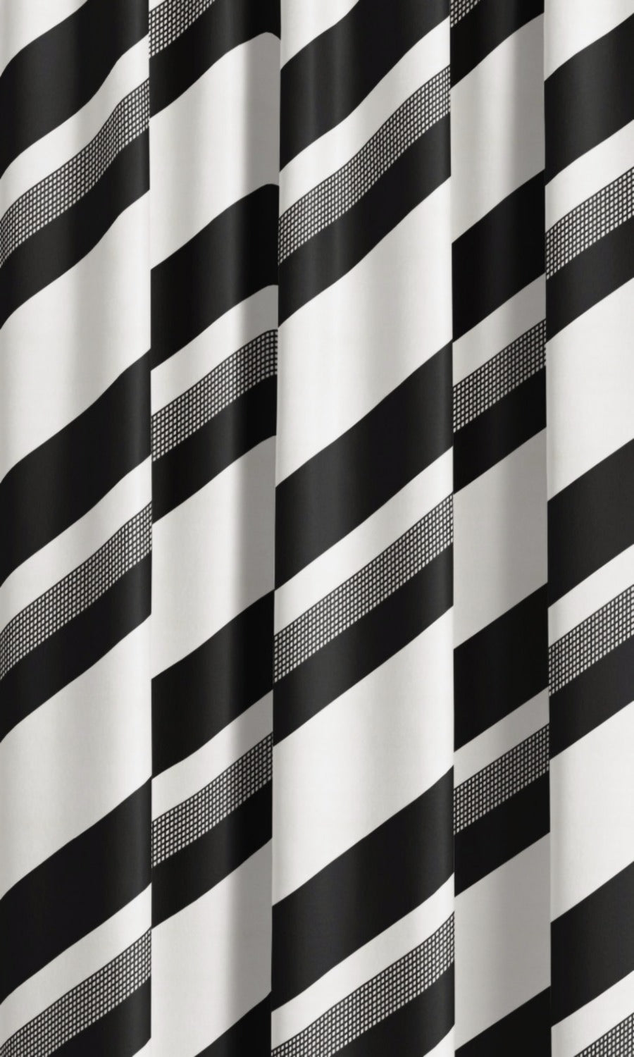 Diagonal Striped Velvet Drapery (Warm White/ Black) Extra Long Short Wide