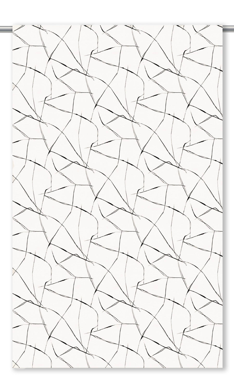 Crackle Line Patterned Velvet Curtain Panels for Living, Bedroom, Kitchen, Bathroom (Warm White/ Black)