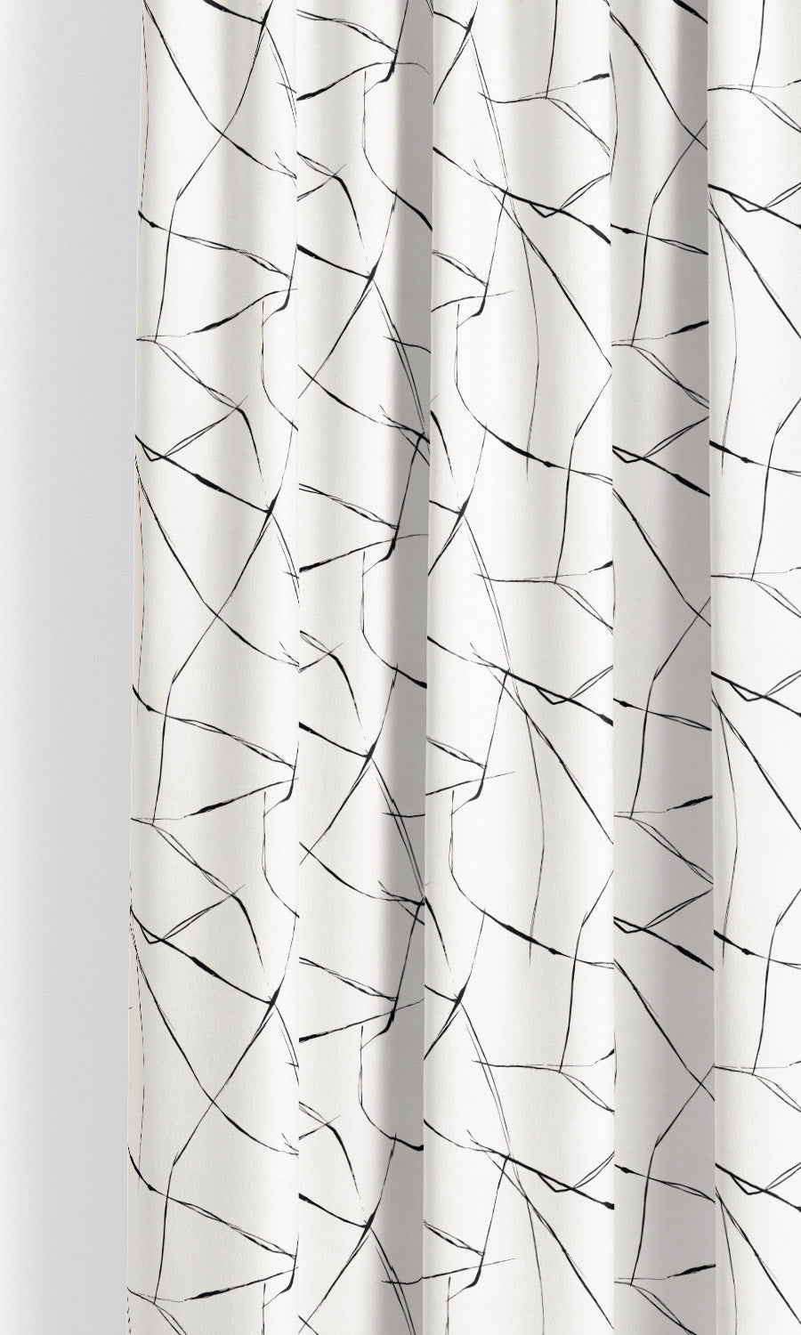 Crackle Line Patterned Velvet Curtain Panels (Warm White/ Black)