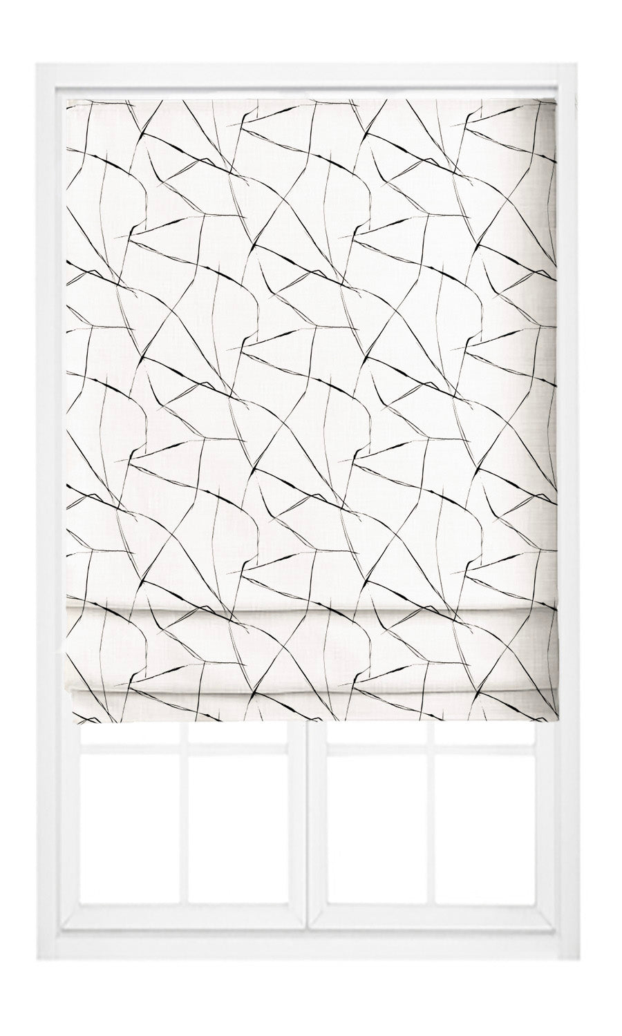 Crackle Line Patterned Velvet Pinch Pleat, Rod Pocket, Eyelet Curtains (Warm White/ Black)