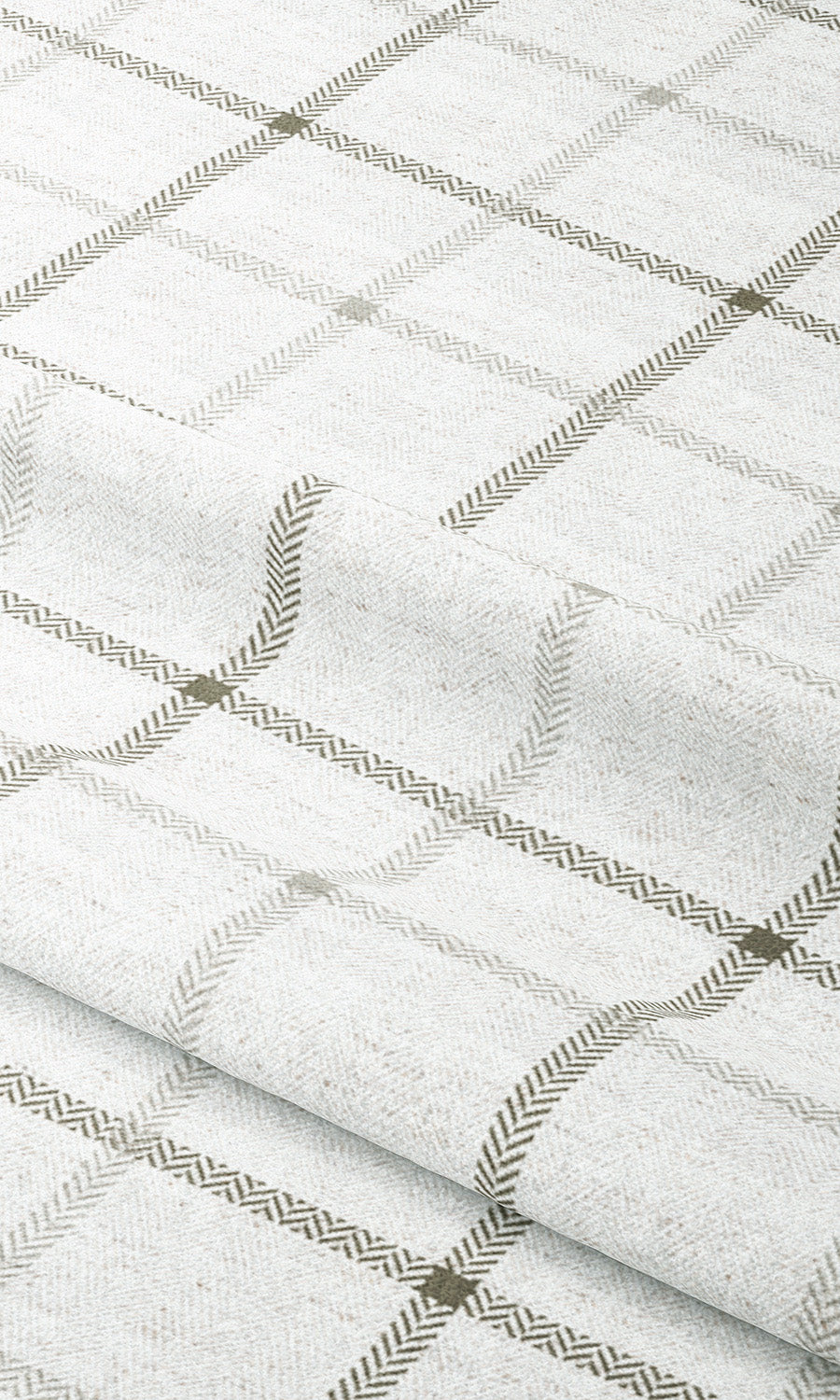 Windowpane Check Window Curtains (Eggshell White/ Cedar Brown )
