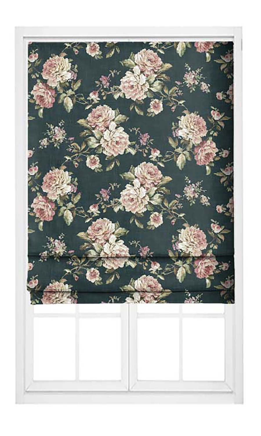 Floral Velvet Pinch Pleat, Rod Pocket, Eyelet Curtains (Forest Green/ Blush Pink/ Pale Green)