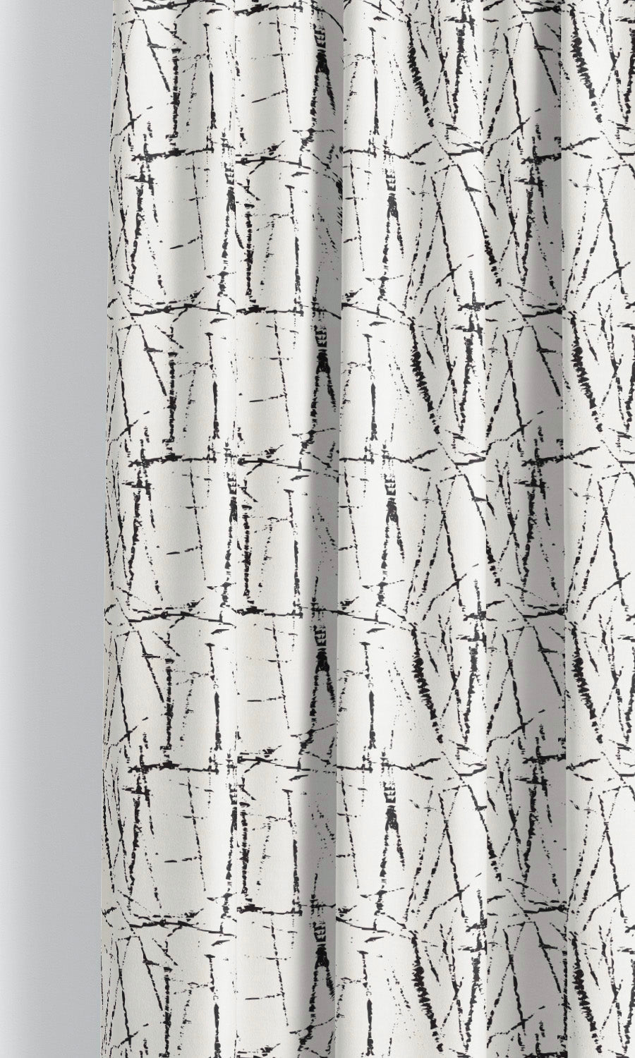 Crackle Line Print Velvet Curtain Panels for Living, Bedroom, Kitchen, Bathroom (Warm White/ Black)