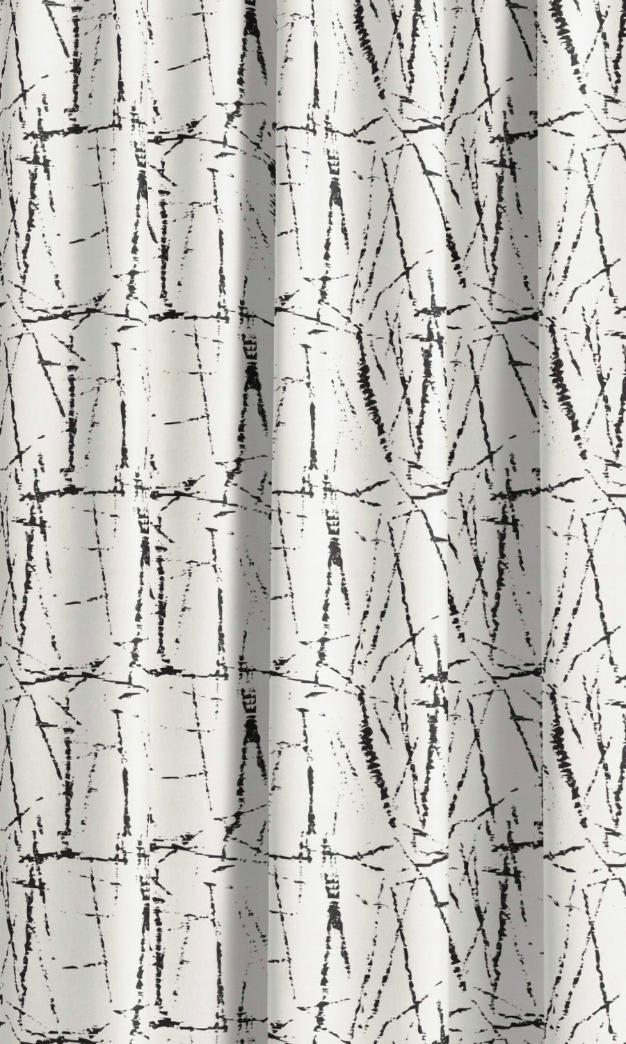 Crackle Line Print Velvet Curtain Panels (Warm White/ Black) Extra Long Short Wide
