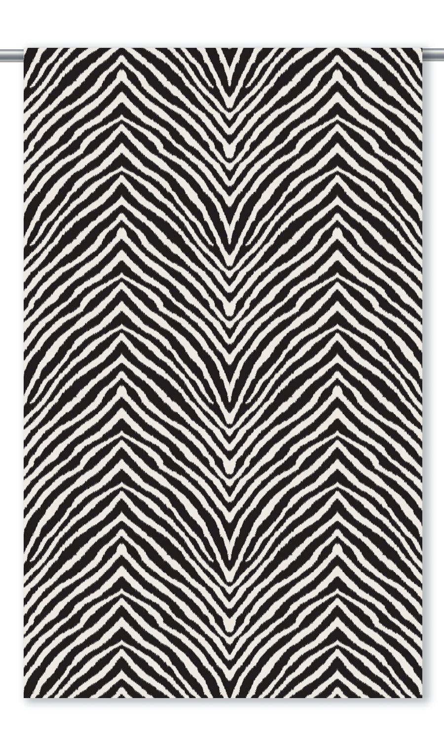 Zebra Chevron Patterned Velvet Drapes (Warm White/ Black)