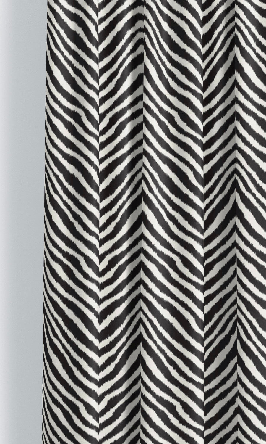 Zebra Chevron Patterned Velvet Drapes for Living, Bedroom, Kitchen, Bathroom (Warm White/ Black)