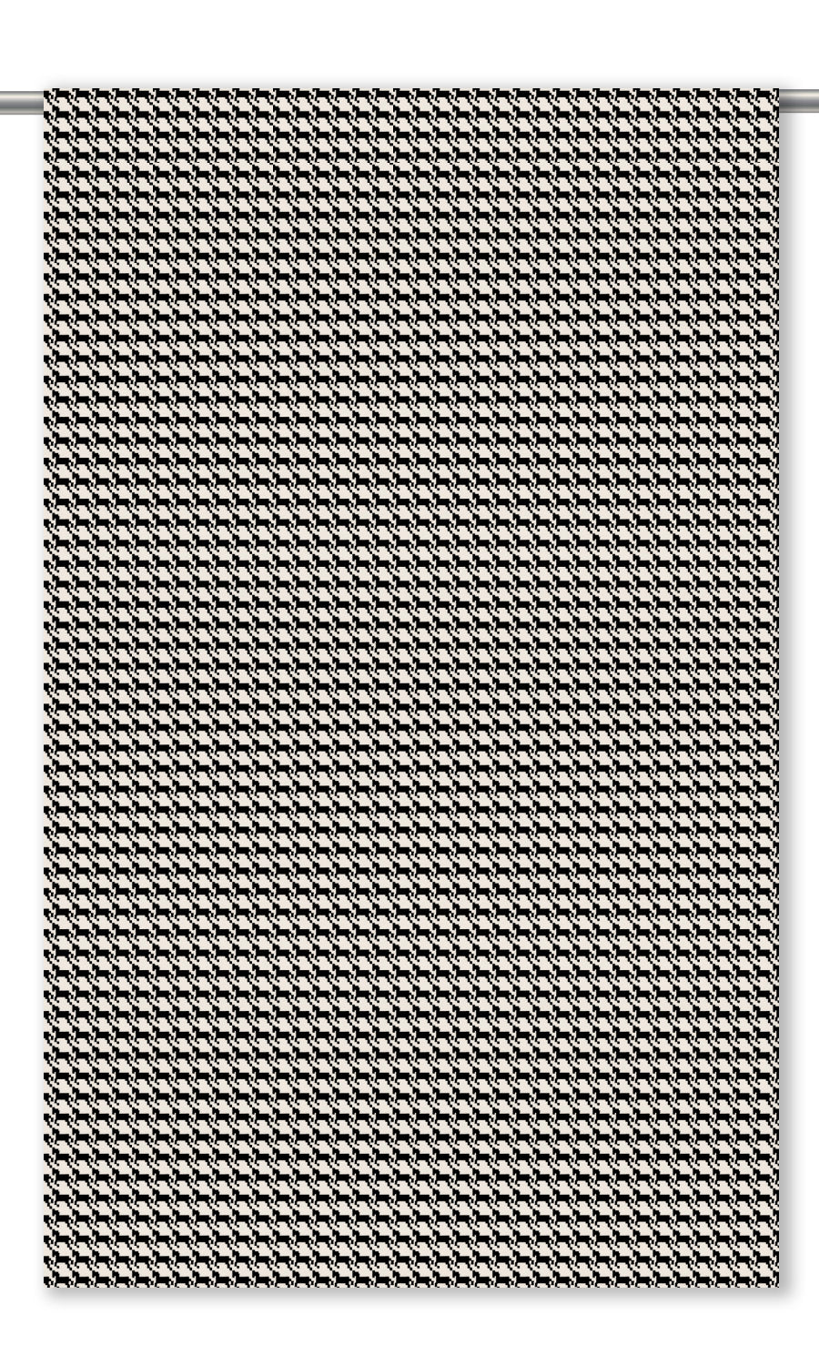 Houndstooth Patterned Velvet Curtain Panels for Living, Bedroom, Kitchen, Bathroom (Warm White/ Black)