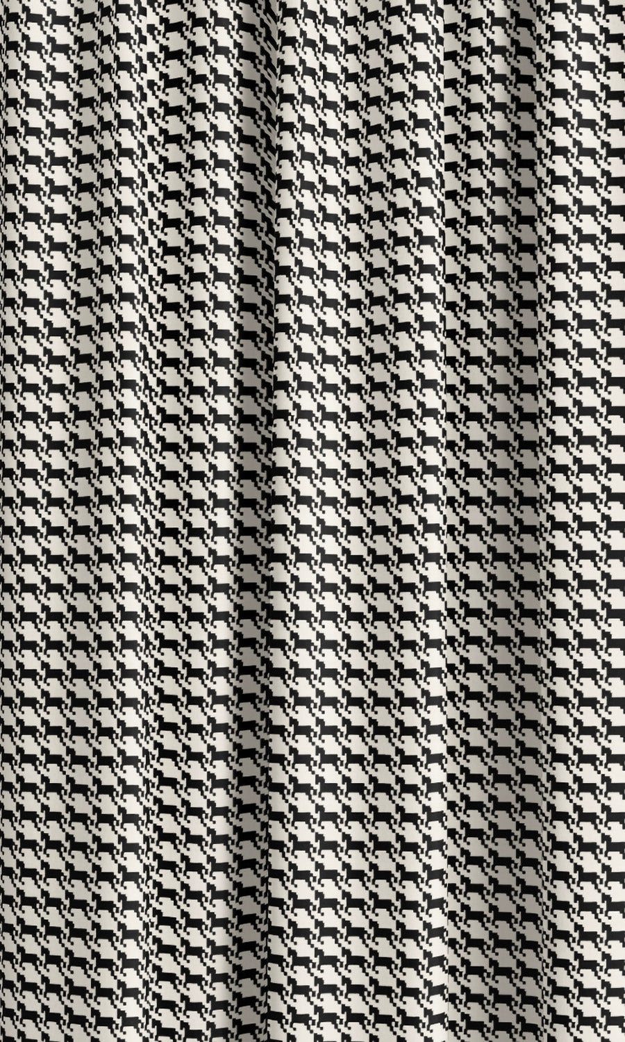 Houndstooth Patterned Velvet Curtain Panels (Warm White/ Black) Extra Long Short Wide