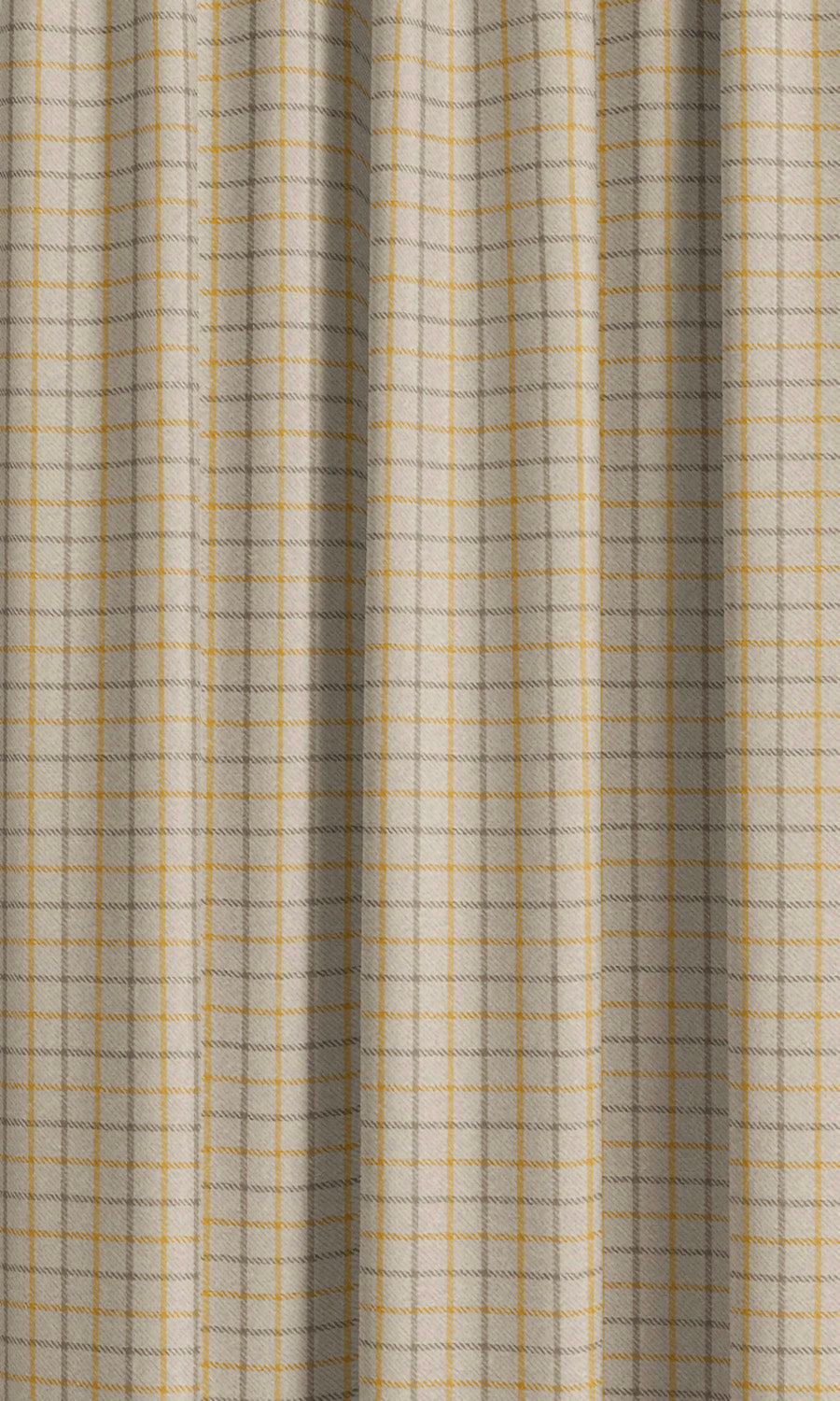 Tattersall Check Velvet Window Curtains (Parchement Beige/ Ochre/ Dark Brown) Extra Long Short Wide