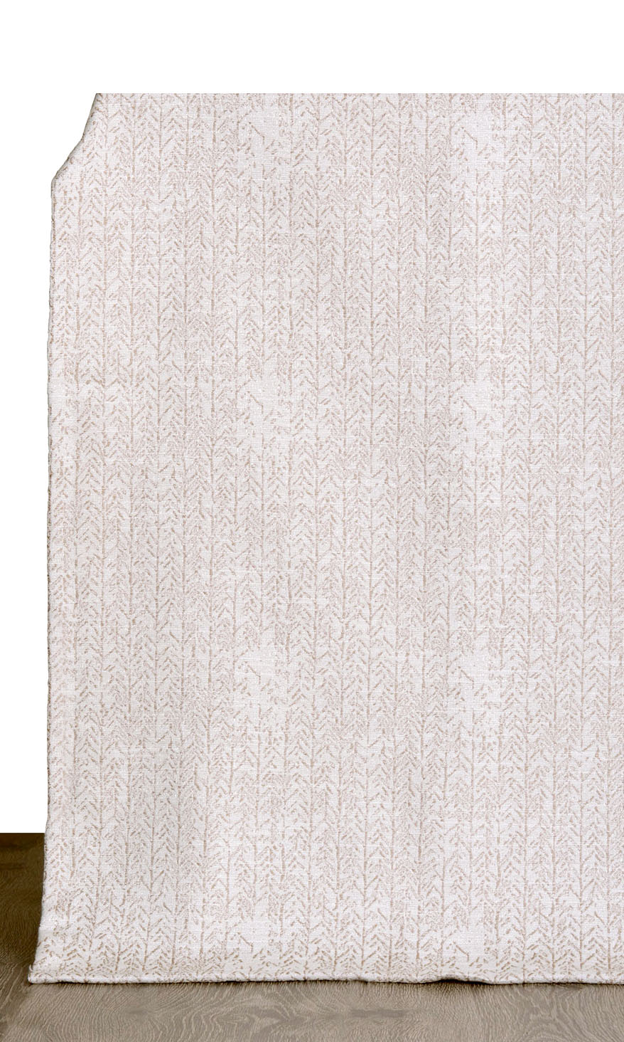 Herringbone Poly-Cotton Window Blinds (Off White/ Brown) for Living, Bedroom, Kitchen, Bathroom