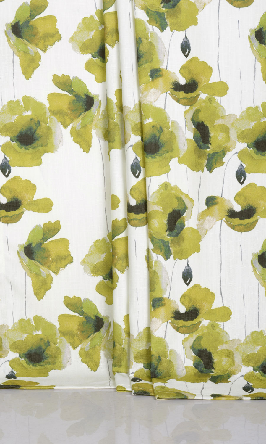 Water Lilies Floral Drapes for Living, Bedroom, Kitchen, Bathroom (Yellow/ Green)