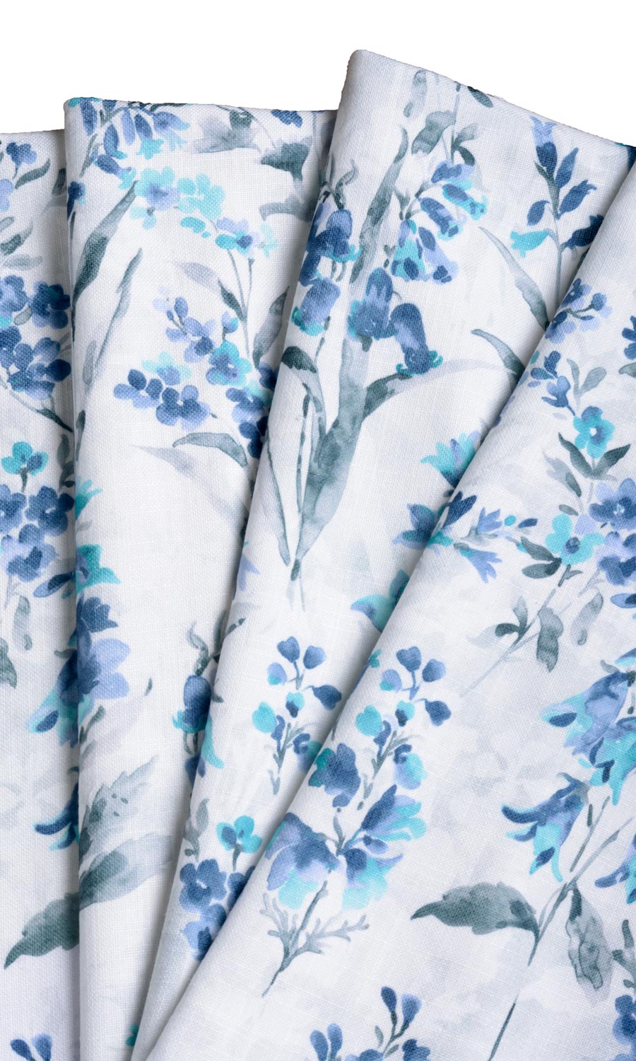 Floral Print Custom Curtains (Blue/ Grey)
