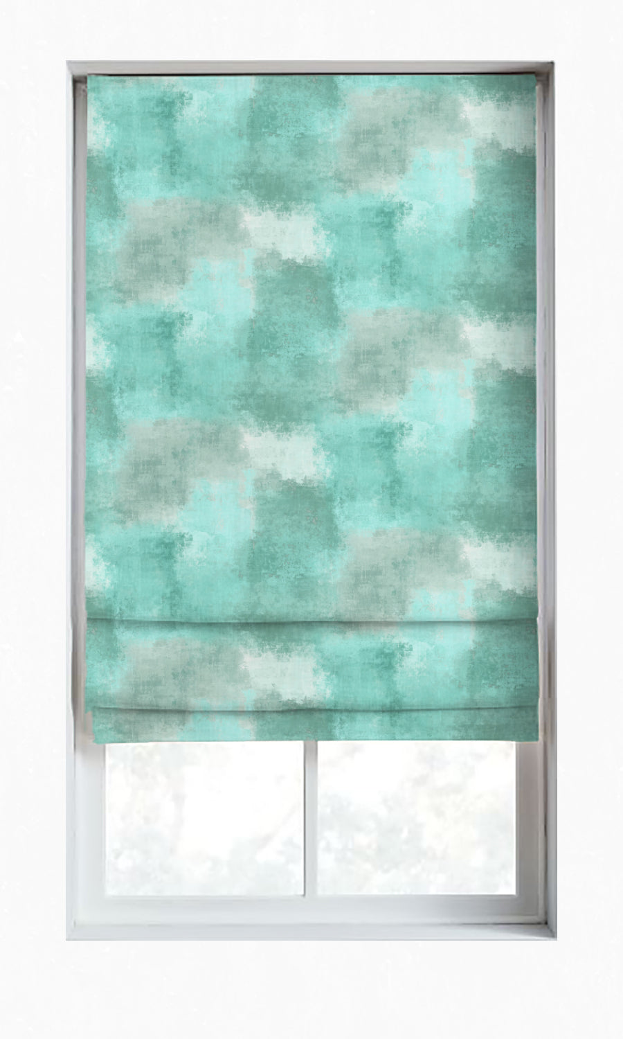 Dimout Roman Blinds (Turquoise Blue) for Living, Bedroom, Kitchen, Bathroom