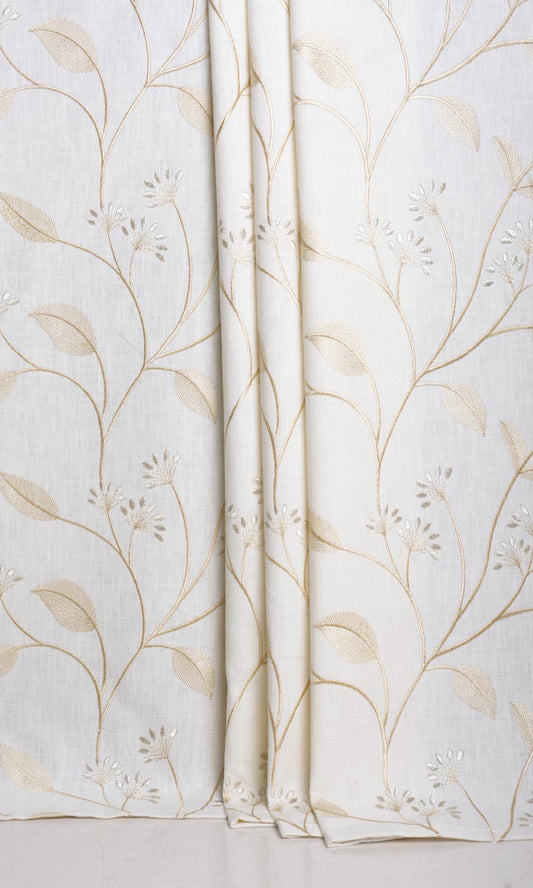 Floral Embroidery Drapery (White/ Cream)