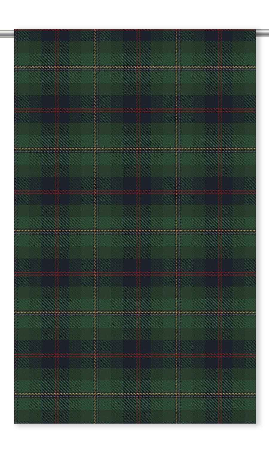 Tweed Plaid Velvet Drapes (Forest Green/ Orange/ White)