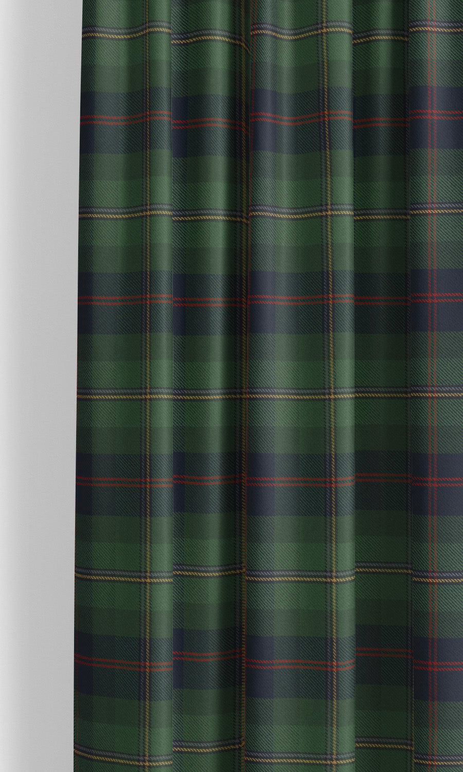 Tweed Plaid Velvet Drapes for Living, Bedroom, Kitchen, Bathroom (Forest Green/ Orange/ White)