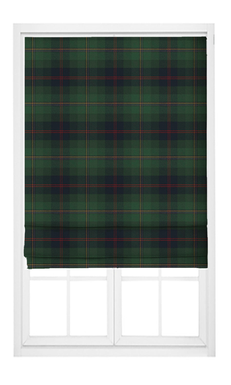 Tweed Plaid Velvet Pinch Pleat, Rod Pocket, Eyelet Curtains (Forest Green/ Orange/ White)
