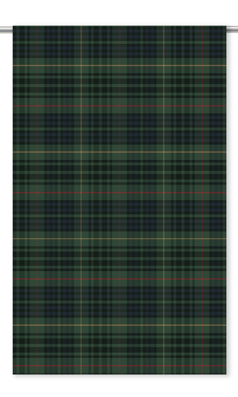 Tweed Plaid Velvet Window Curtains (Leaf Green/ Black/ Prussian Blue)