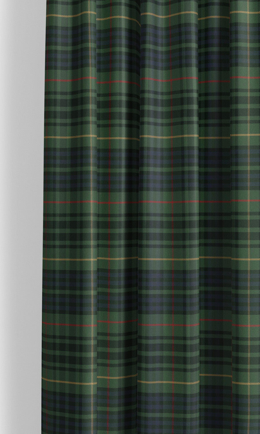 Tweed Plaid Velvet Window Curtains for Living, Bedroom, Kitchen, Bathroom (Leaf Green/ Black/ Prussian Blue)