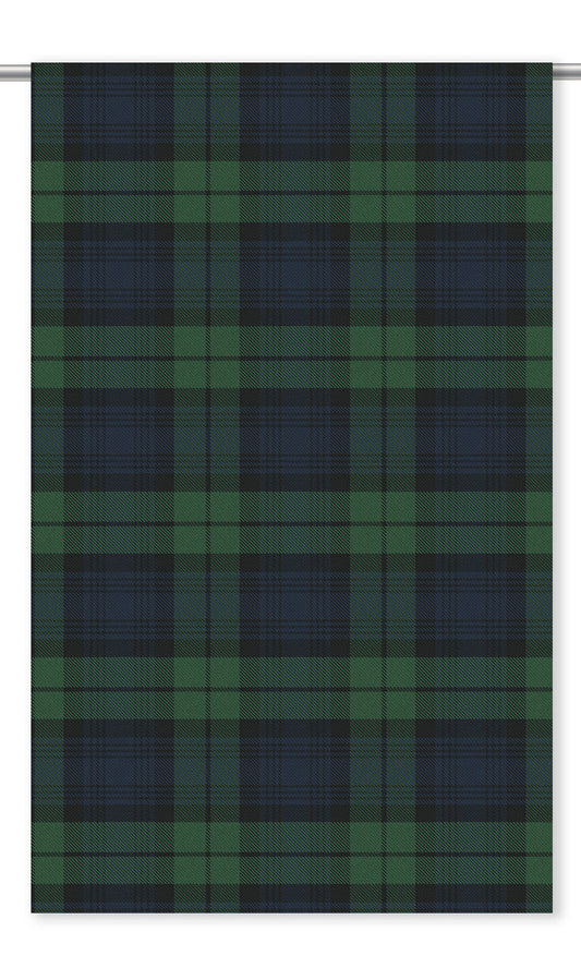 Tweed Plaid Velvet Drapery (Leaf Green/ Black/ Prussian Blue)