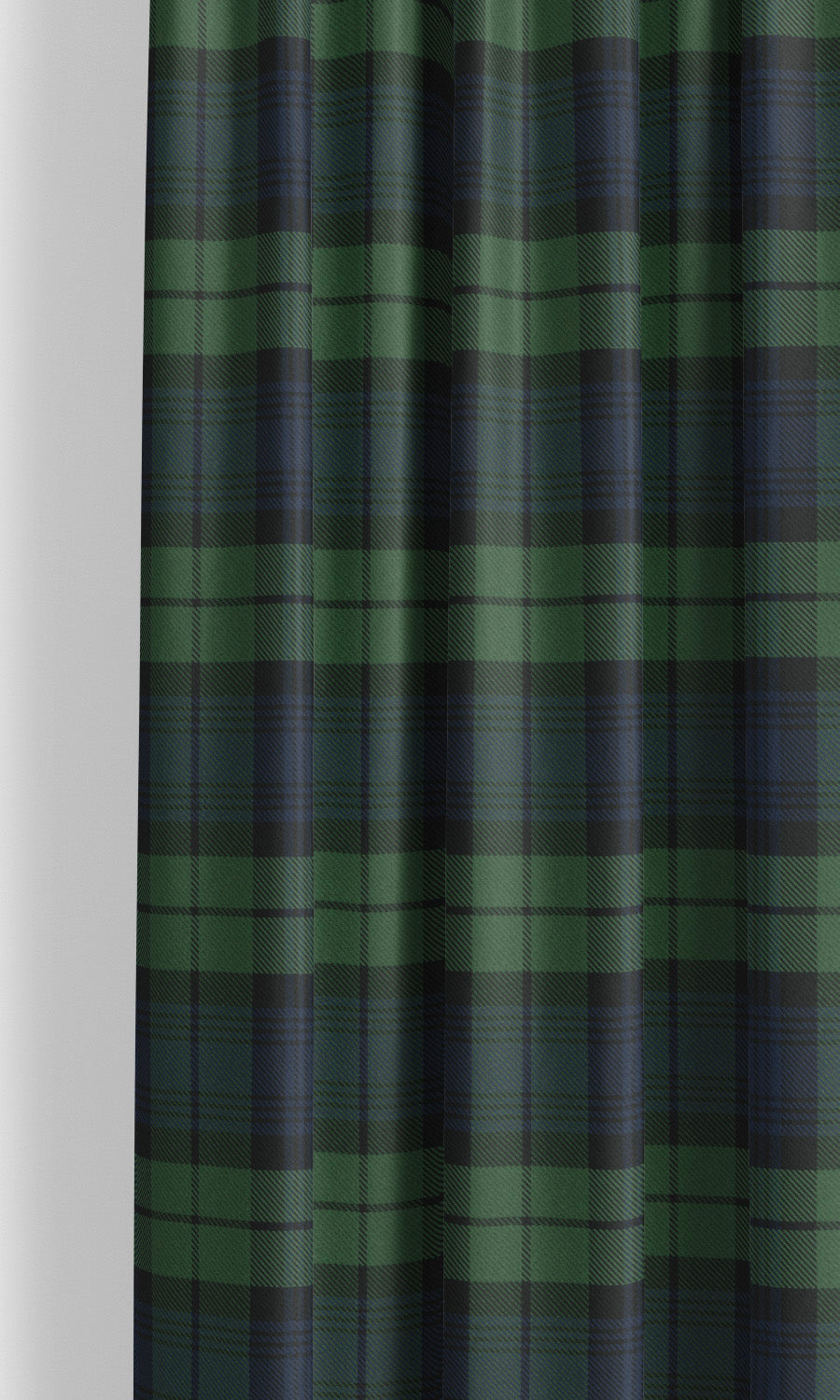 Tweed Plaid Velvet Drapery for Living, Bedroom, Kitchen, Bathroom (Leaf Green/ Black/ Prussian Blue)