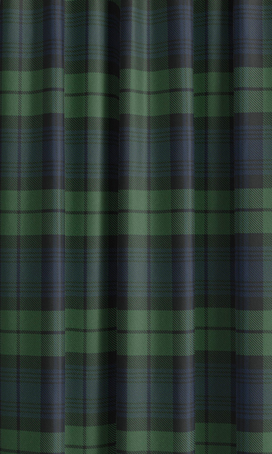 Tweed Plaid Velvet Drapery (Leaf Green/ Black/ Prussian Blue) Extra Long Short Wide
