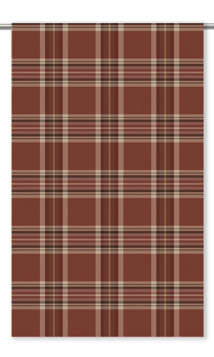 Tweed Plaid Velvet Curtain Panels (Rust Brown/ Tan)