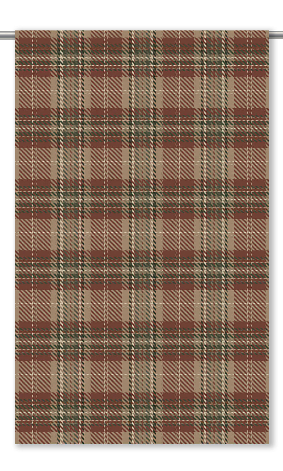Tweed Plaid Velvet Drapes (Black/ Tan/ Brick Red)