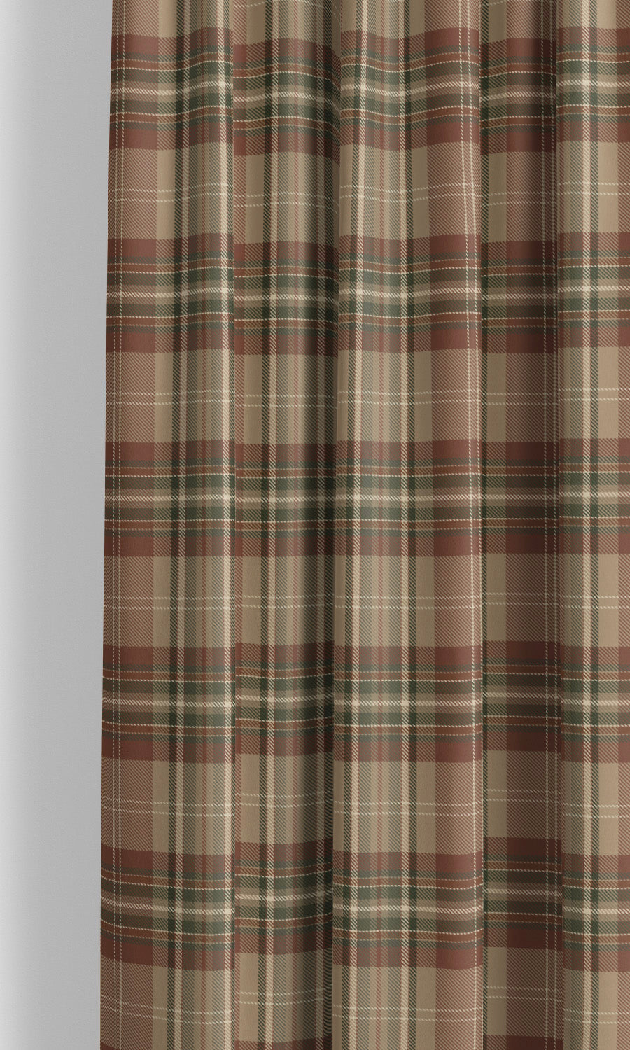 Tweed Plaid Velvet Drapes for Living, Bedroom, Kitchen, Bathroom (Black/ Tan/ Brick Red)