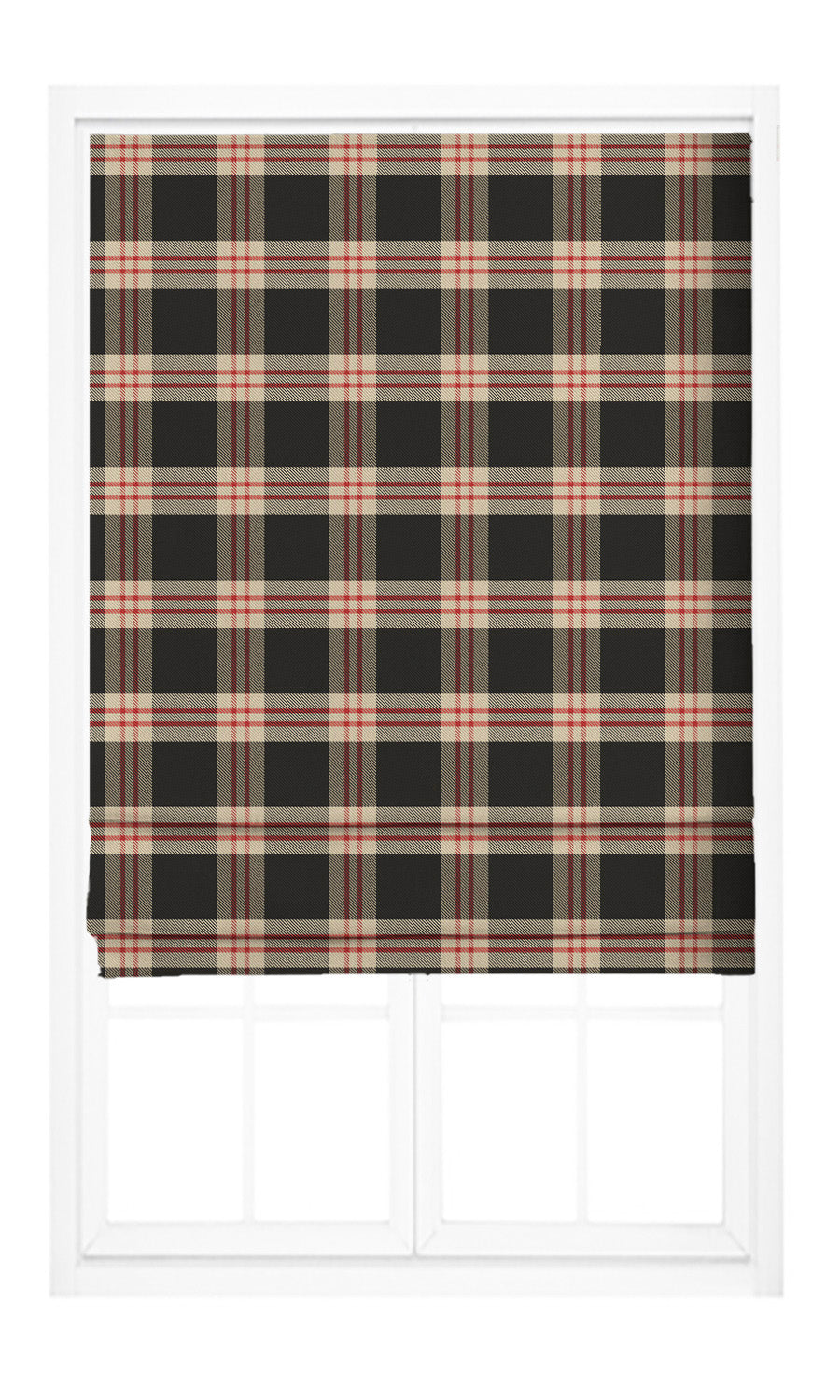 Tweed Plaid Velvet Pinch Pleat, Rod Pocket, Eyelet Curtains (Black/ Tan/ Brick Red)