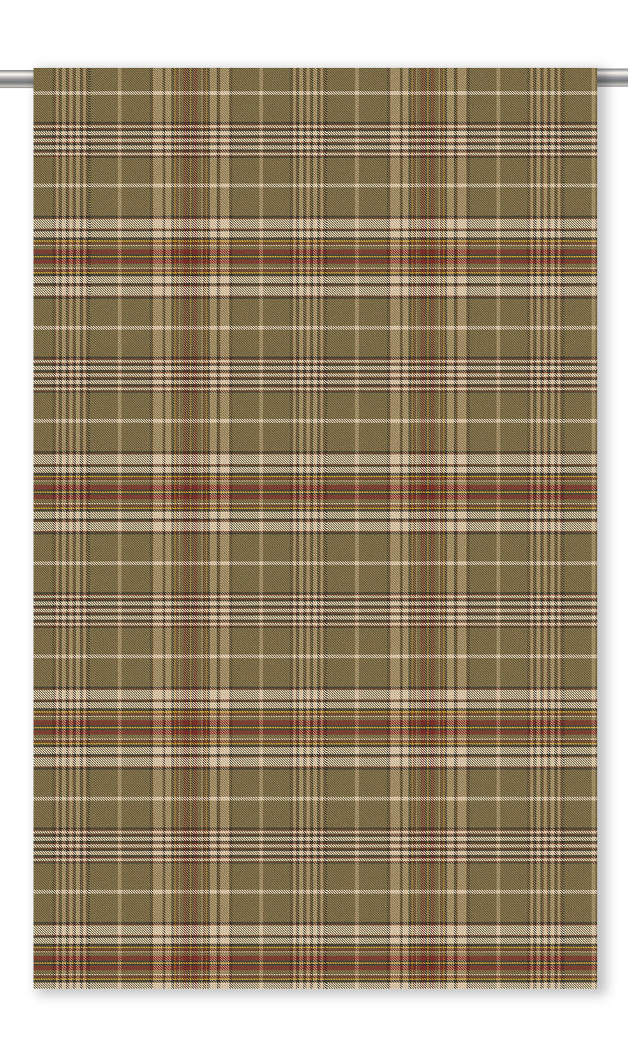 Tweed Plaid Velvet Curtain Panels (Olive Brown/ Beige/ Brick Red)