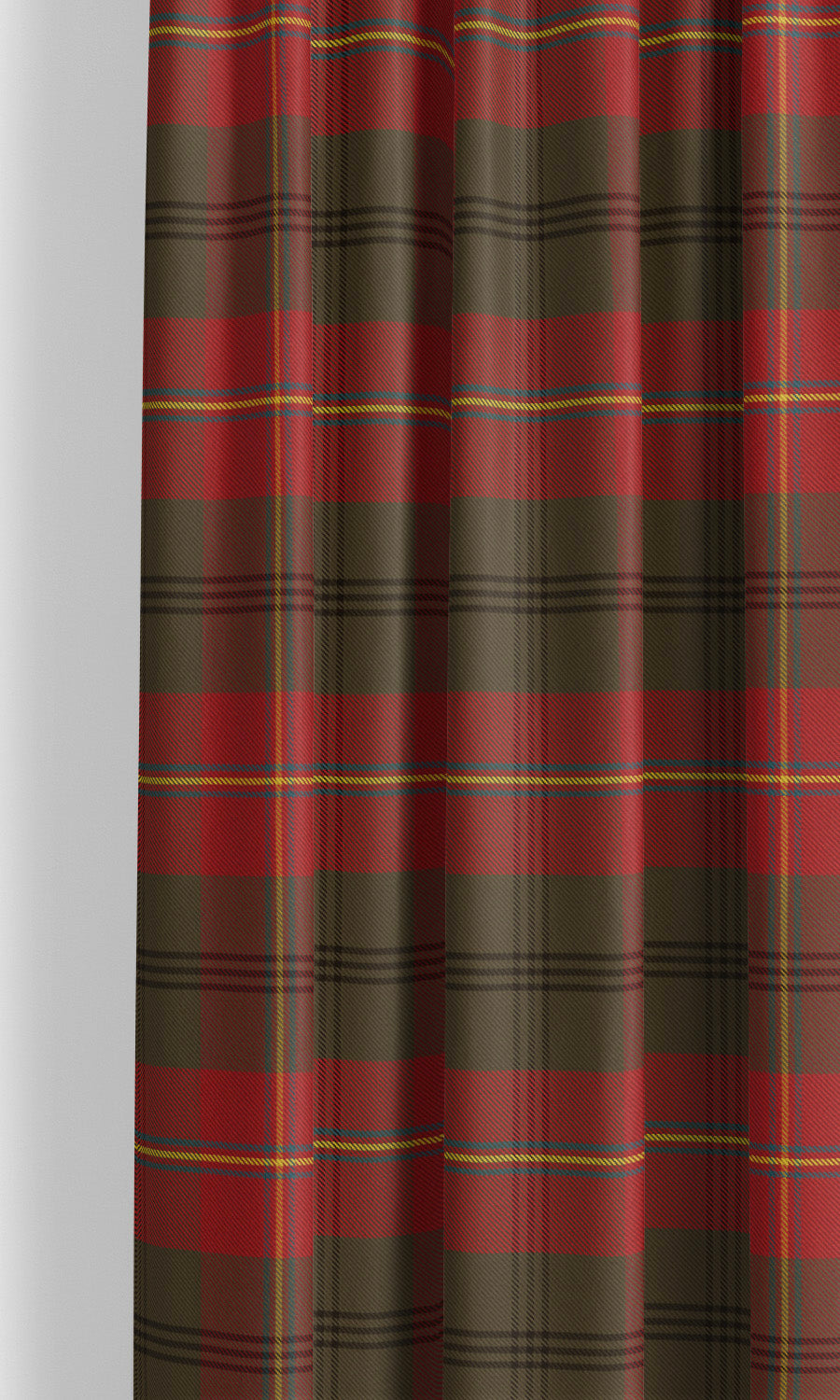 Tweed Plaid Velvet Window Curtains for Living, Bedroom, Kitchen, Bathroom (Deep Red/ Green/ Black)