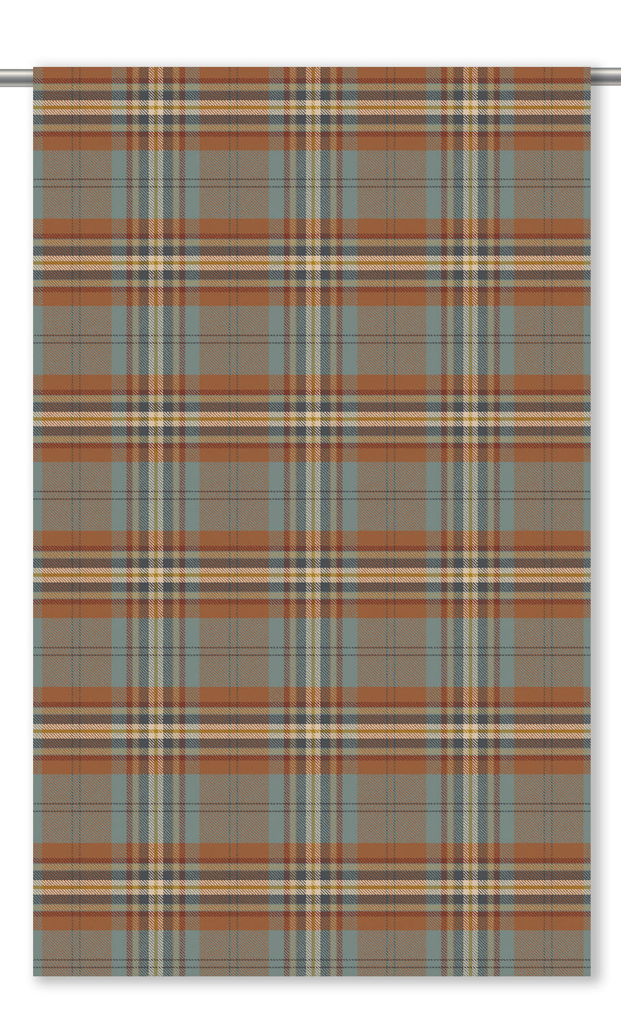 Tweed Plaid Velvet Drapery (Caramel/ Duck Egg Blue/ Dark Gray)