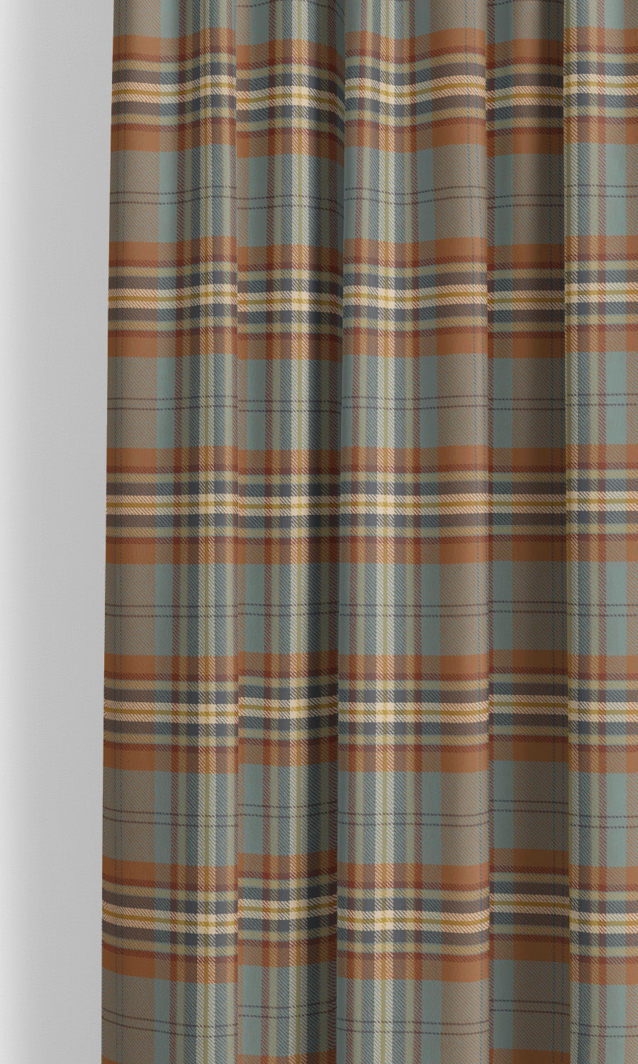 Tweed Plaid Velvet Drapery for Living, Bedroom, Kitchen, Bathroom (Caramel/ Duck Egg Blue/ Dark Gray)
