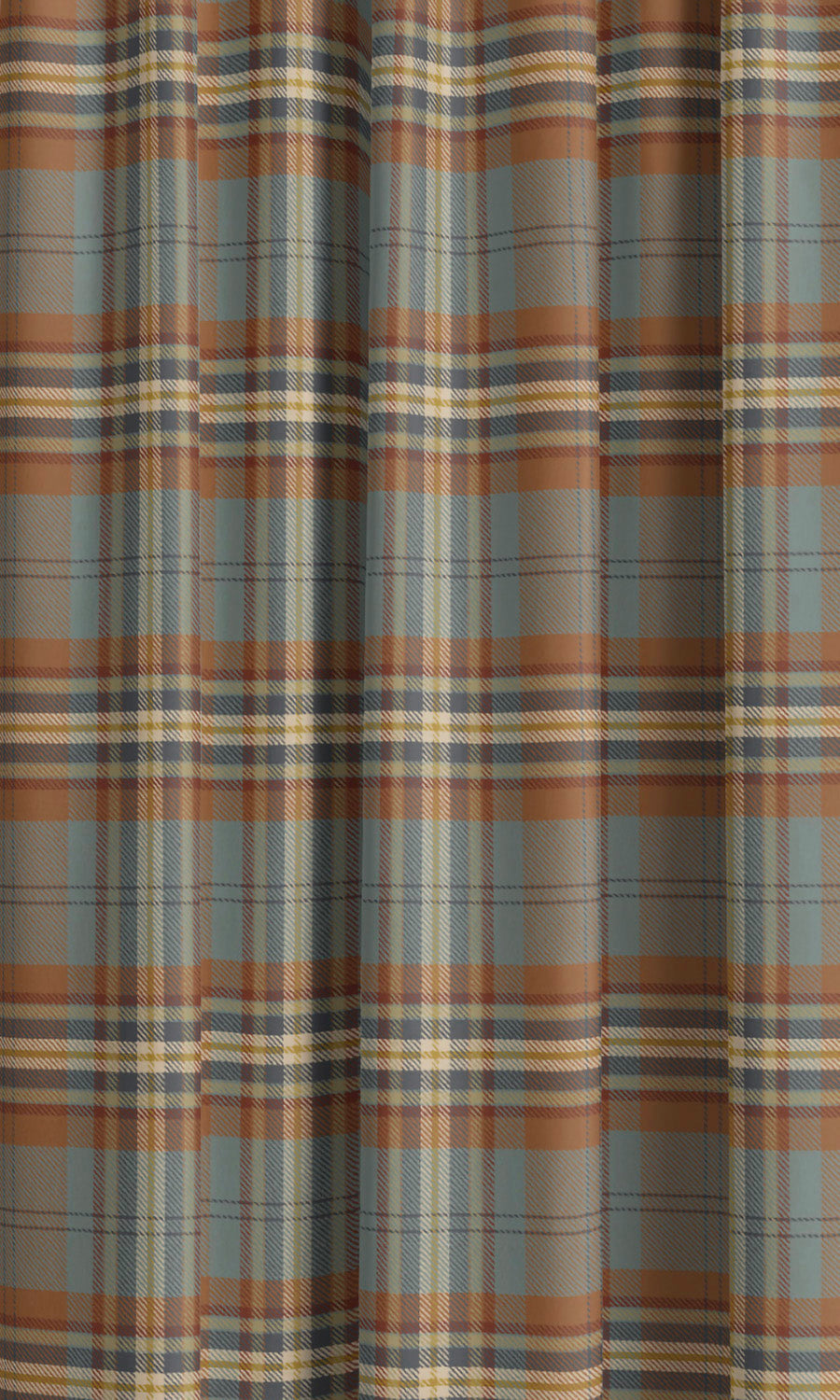 Tweed Plaid Velvet Drapery (Caramel/ Duck Egg Blue/ Dark Gray) Extra Long Short Wide