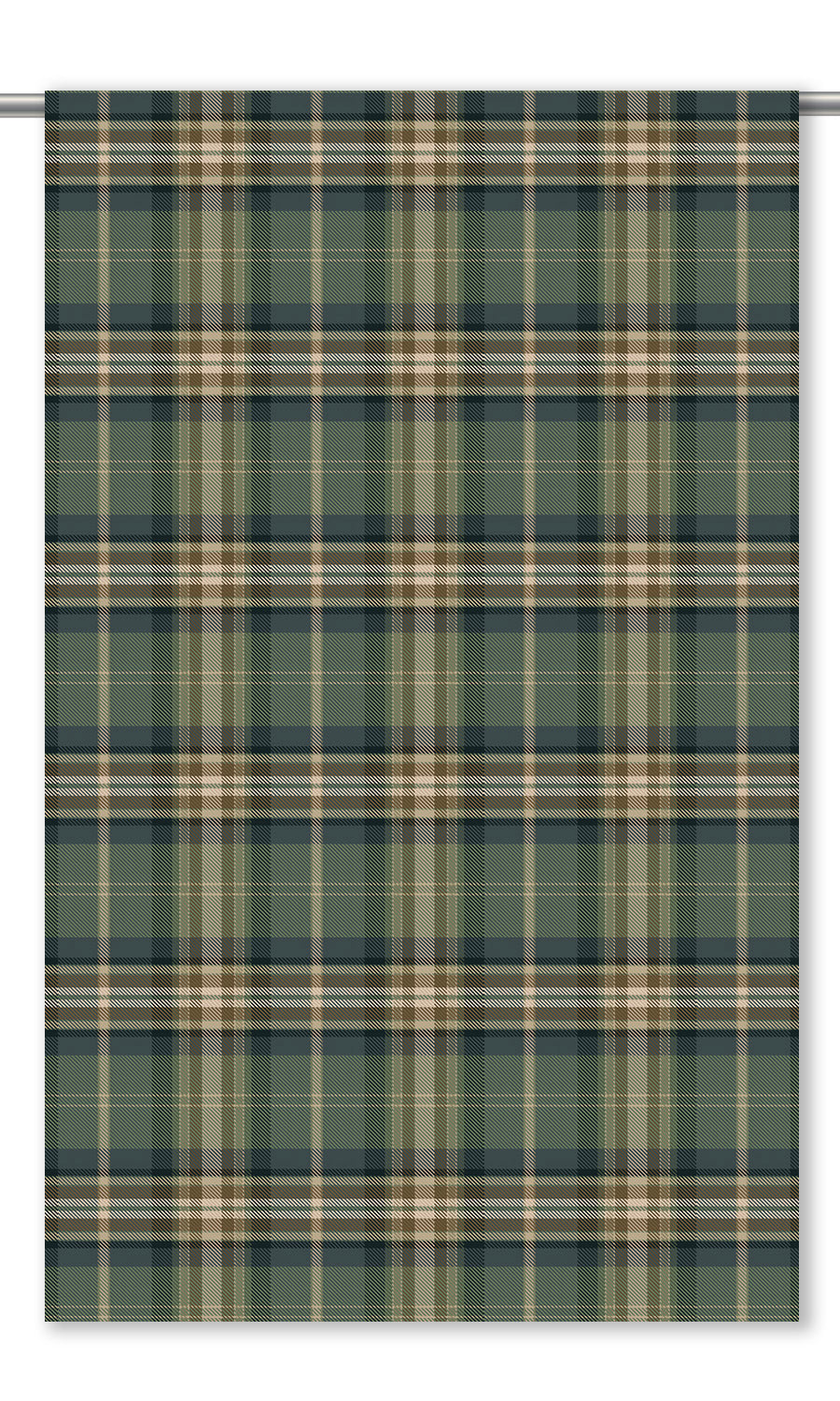 Tweed Plaid Velvet Curtain Panels (Pale Green/ Charcoal Gray/ Cinnamon Brown)