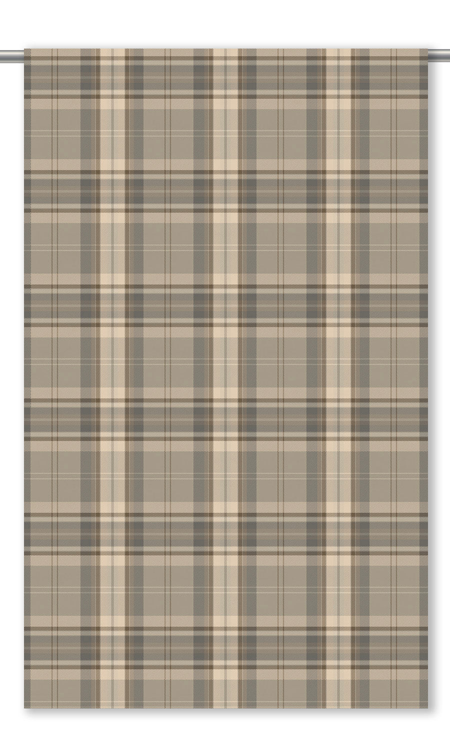 Tweed Plaid Velvet Drapes (Tan/ Cinnamon Brown/ Ash Gray)