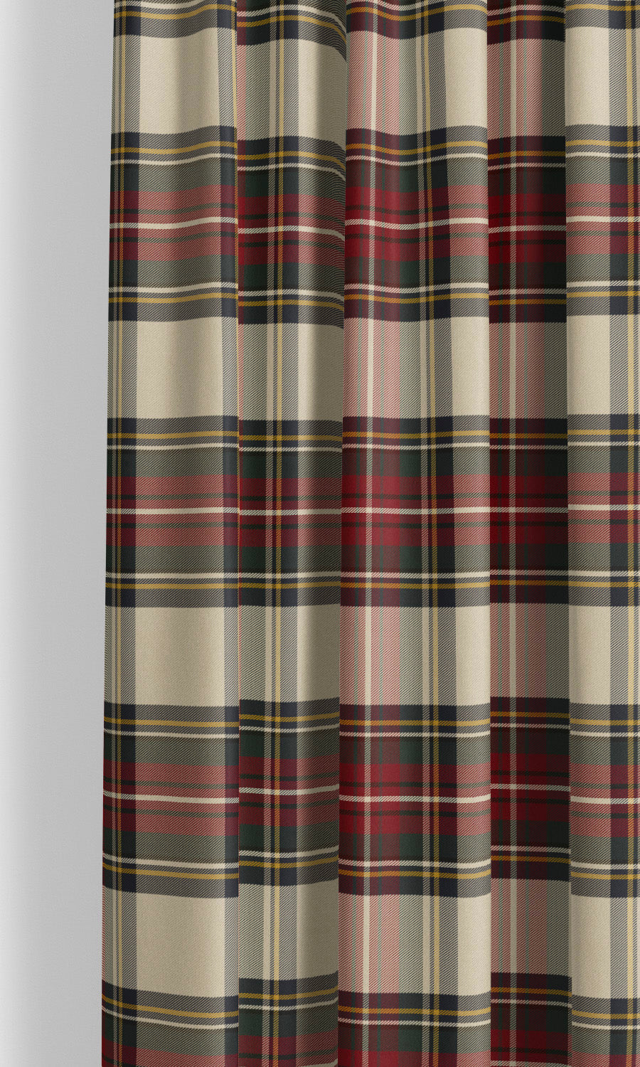 Tweed Plaid Velvet Window Curtains for Living, Bedroom, Kitchen, Bathroom (Maroon/ Black/ Tan)