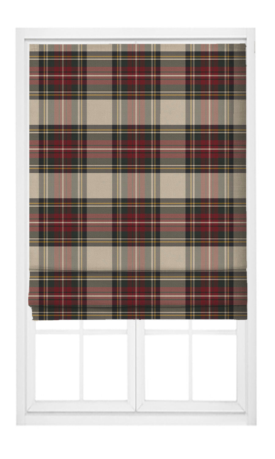 Tweed Plaid Velvet Pinch Pleat, Rod Pocket, Eyelet Curtains (Maroon/ Black/ Tan)