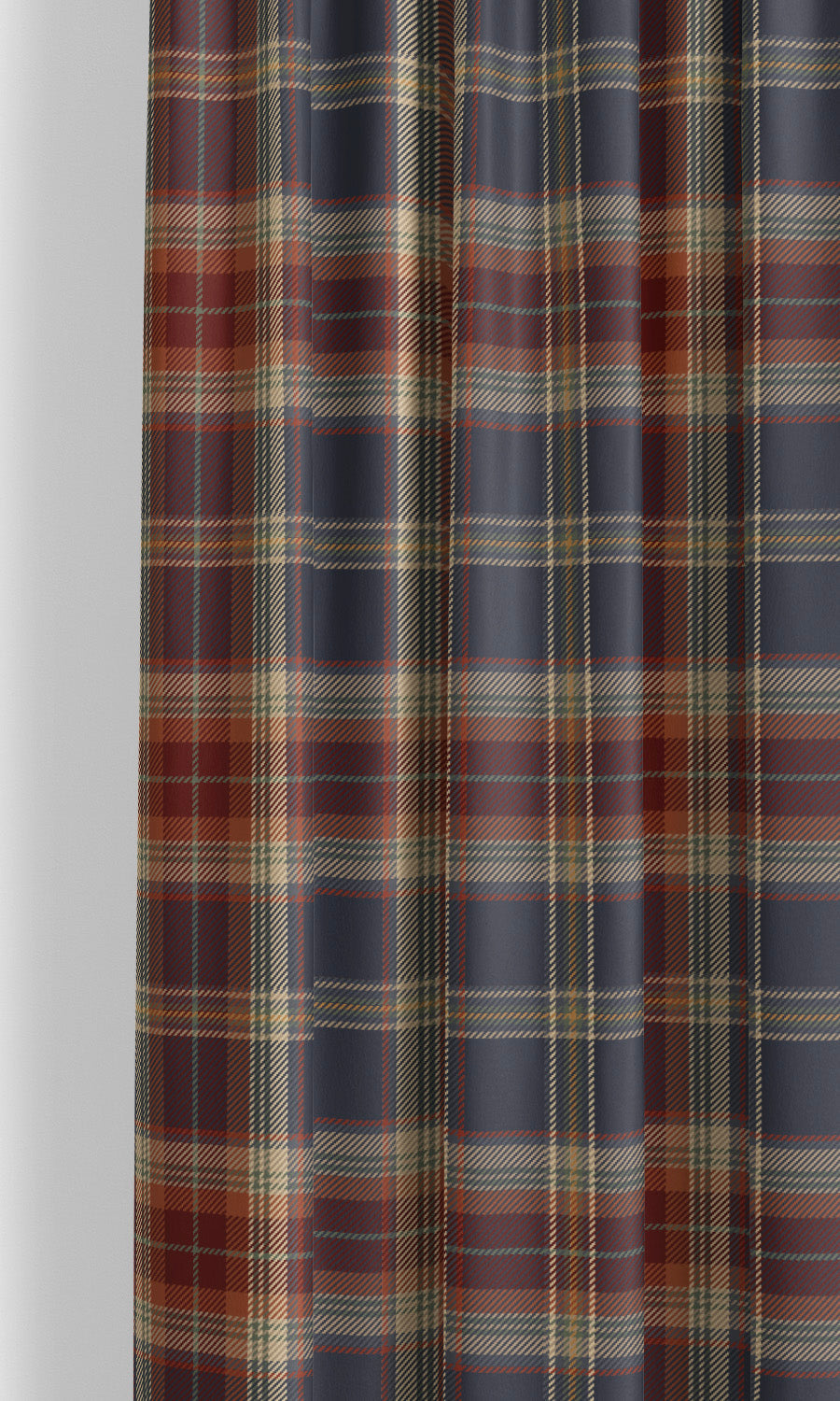 Tweed Plaid Velvet Drapery for Living, Bedroom, Kitchen, Bathroom (Orange/ Brick Red/ Charcoal Gray)