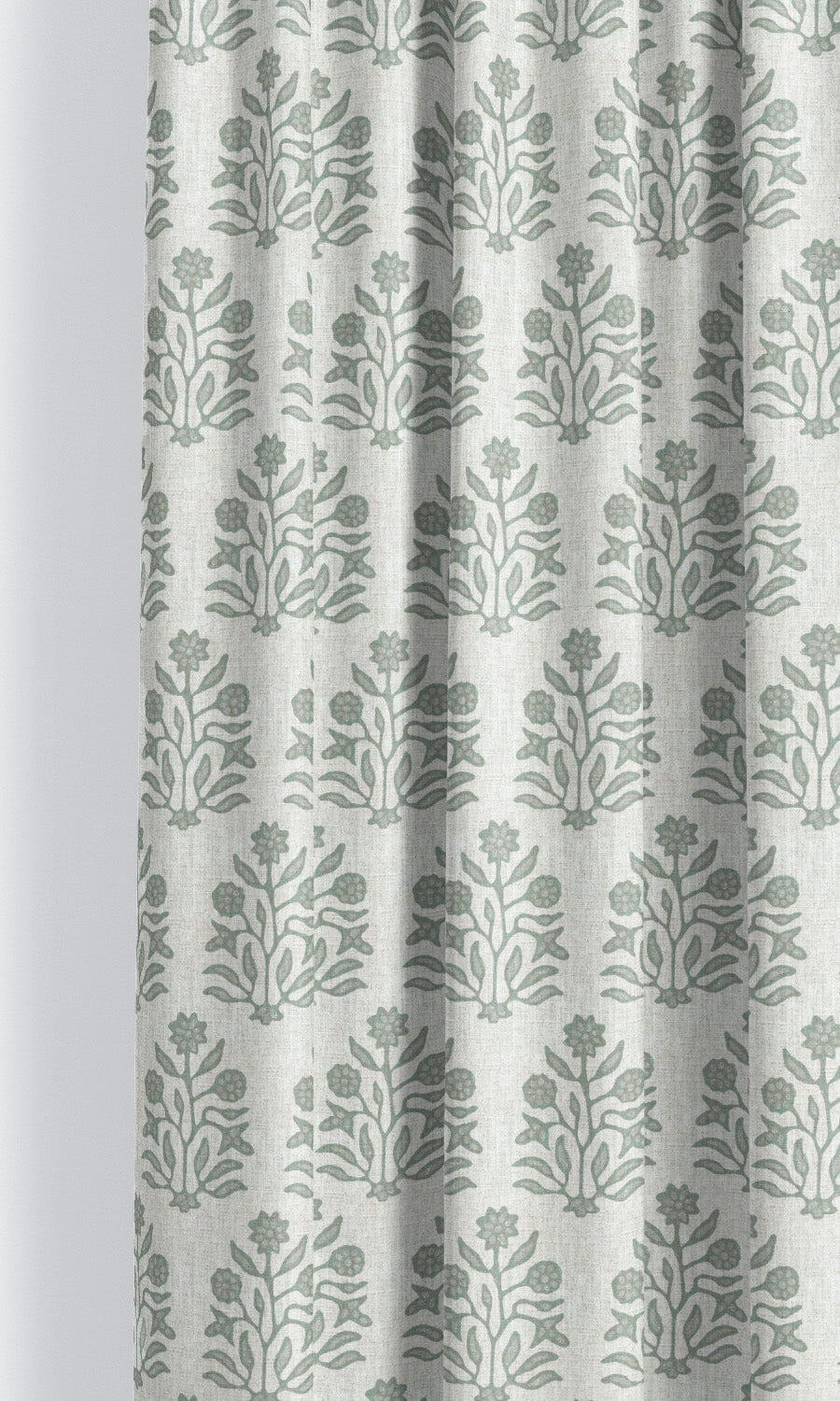 Floral Block Print Shades (Cream/ Stone Blue) for Living, Bedroom, Kitchen, Bathroom